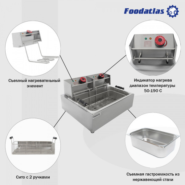 Фритюрница-чебуречница (12л) DF-82Ч Foodatlas Eco