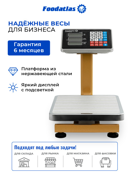 Напольные торговые весы 60кг/10гр ВТН-60 Foodatlas Eco
